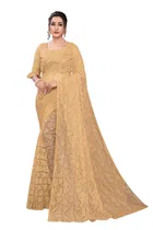 Net Solid Saree for Women 