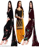 Crepe Printed Unstitched Suits for Women, Pack of 3 