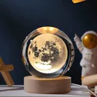 Celestial Ball Night Lamp - 3D Galaxy Crystal Moon Light, Aesthetic Bedroom Night Lamp (6 Cm, Yellow)