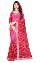 कानूड़ा फैंसी विमेंस जॉर्जेट फ्लावर प्रिंटेड साड़ी 