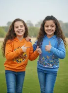Wool Printed Hoodie for Girls, Multicolor, Pack of 2 