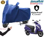 Polyester Two Wheeler Cover with 1 Pair Arm Sleeves, Blue & Black, Set of 2
