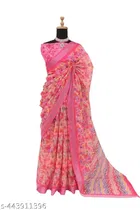 Linen Printed Saree for Women 