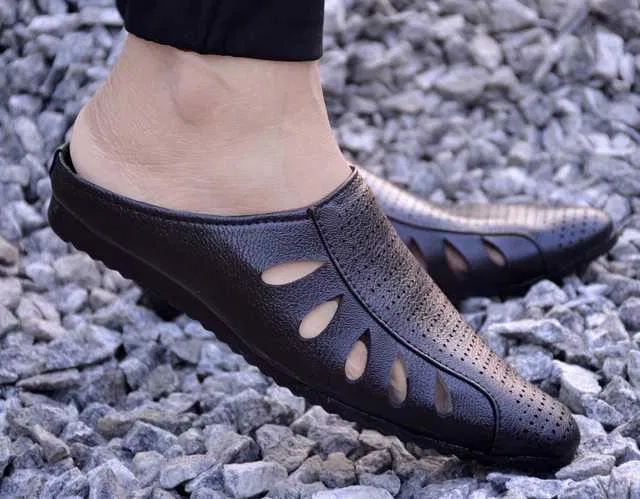 Moccasin Mules for Men (Black, 8) (KE-18)