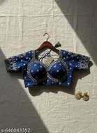 Silk Embroidered Blouse for Women, Teal 