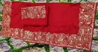 Georgette Solid Saree For Women, Red