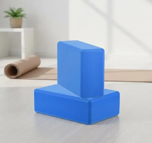 High Density EVA Foam Fitness Yoga Blocks Bricks to Support and Deepen Poses Yoga Blocks (Blue Pack of 2)