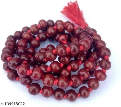 Real Lal Chandan Mala Wood Necklace Chain for Men