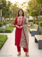 Embroidered Rayon A-line Kurta Set for Women 
