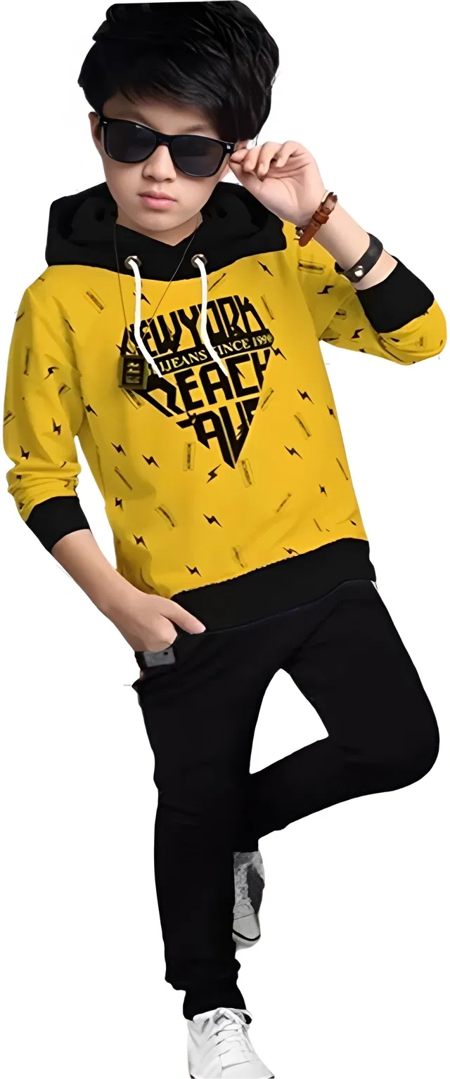 Cotton Blend Hooded Neck Sweatshirts for Boys (Mustard, 10-11 Years)