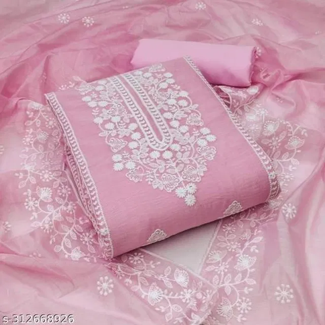 Embroidered Unstitched Suit for Women (Pink, 2.25 m)