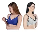 Cotton Blend Solid Non Padded Feeding Bras for Women 