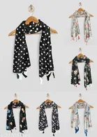 Chiffon Scarves for Women, Multicolor, Pack of 6