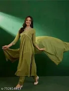Embroidered Acrylic Kurta Set for Women 