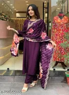 Floral Embroidered Chanderi Silk A-line Kurti for Women 