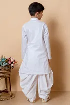 Cotton Embellished Kurta with Dhoti for Boys, White 