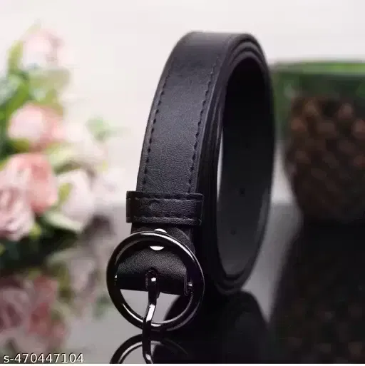 Faux Leather Belt for Women, Black (Free Size)