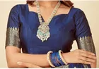 Silk Woven Design Saree for Women, Navy Blue 