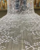 Net Embroidered Dupatta for Women (White, 2 m)