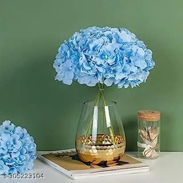 Polyester Artificial Flowers Bunch (Aqua Blue, Pack of 5)