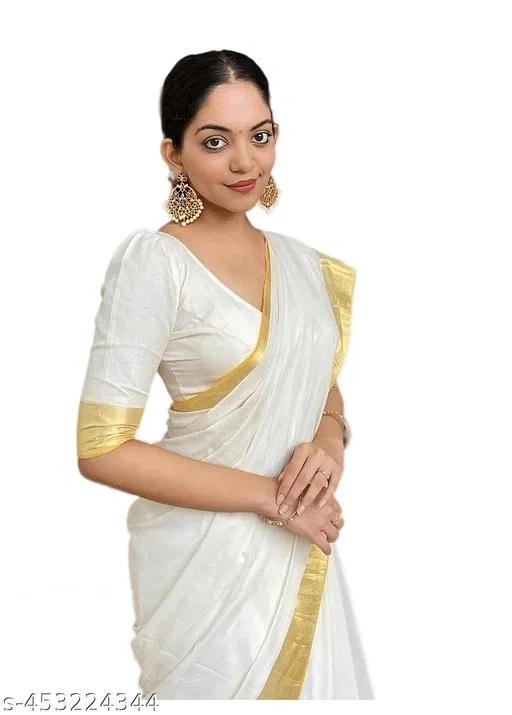 Chanderi Cotton Saree for Women (White)