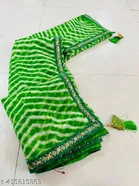 Georgette Printed Saree for Women, Green 