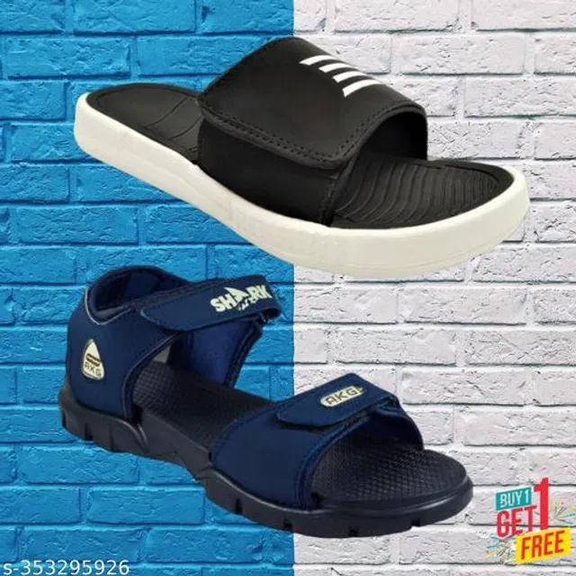 Sandal with Sliders for Men (Multicolor, 10) (Pack of 2)