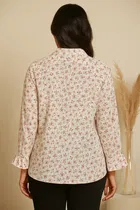 Women's Floral Button Down Top, XL 