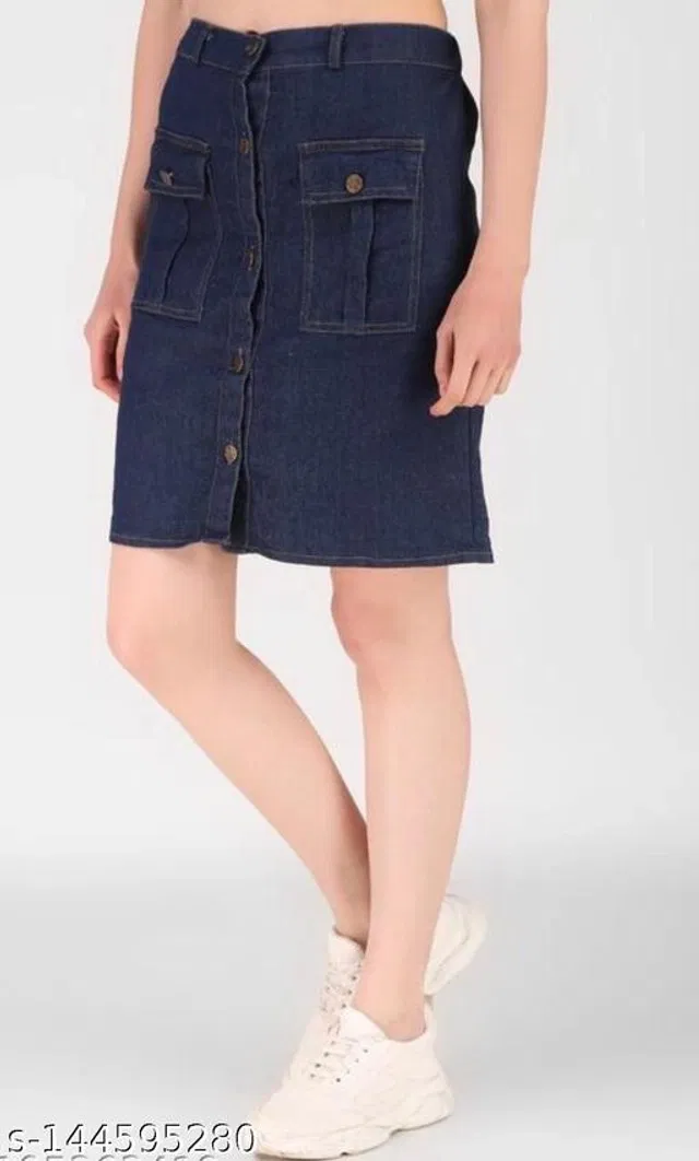 Denim Skirts for Women (Blue, 30)