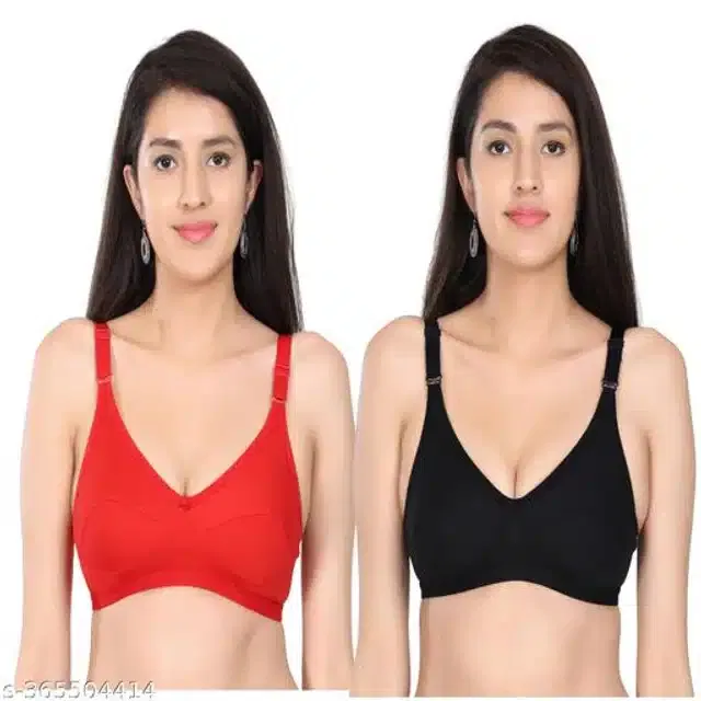 Polycotton Non-Padded Bra for Women (Assorted, 30B) (Pack of 2)
