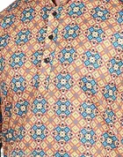 Cotton Blend Printed Short Kurta for Men, Multicolor 