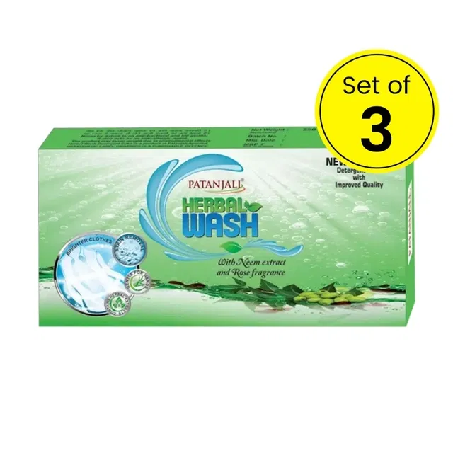 पतंजलि हर्बल वॉश डिटर्जेंट केक 3X225 ml (पैक ऑफ़ 3)