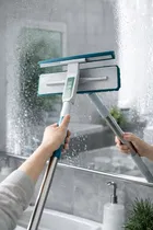 2-in-1 Window Cleaner featuring a squeegee and a microfiber scrubber