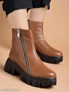 Shoetopia Solid Block Heel Boots 