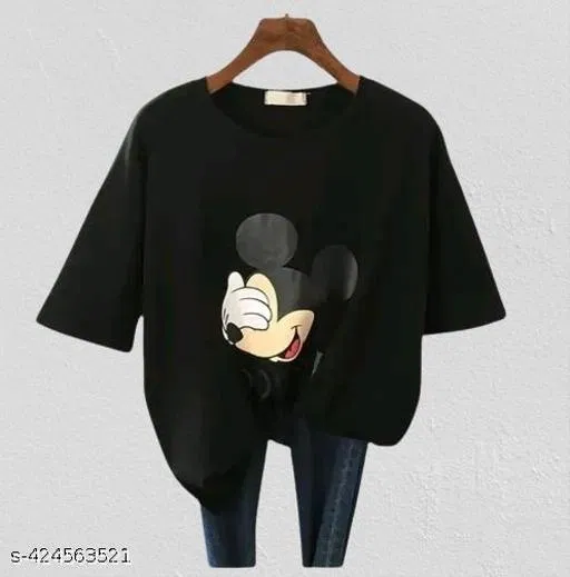 Cotton T-shirt for Women, Black (M)