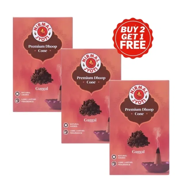निर्मल ज्योति गुग्गल ड्राई कोन धुप 3X10 Pcs (बय 2 गेट 1 फ्री)