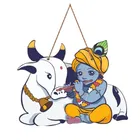 KC Arts God krishna with cow wall hanging 8x10inch