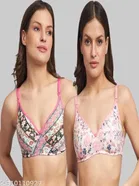 Cotton Blend Printed Padded Bra for Women 