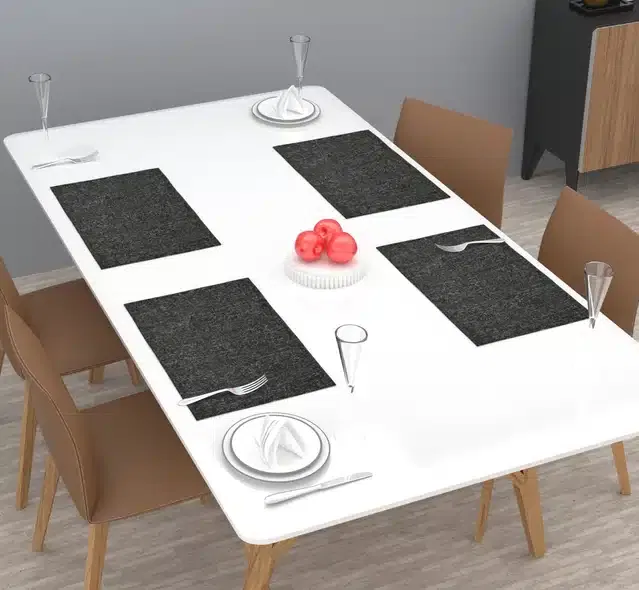 Knit Dining Table Placemats (Black, Pack of 4)