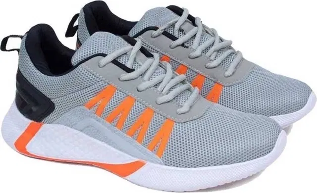 Trendy Running Shoes for Men, Grey & Orange (9)