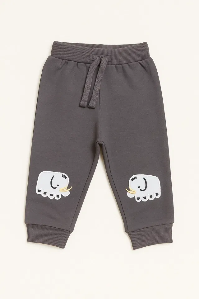 Cotton Printed Joggers for Boys (Beige, 18-24 Months)