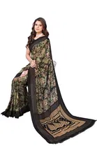 Women Georgette Printed Saree With Unstitched Blouse 