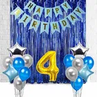 4th Happy Birthday Balloon Decoration,Blue,Set Of 1