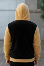 Fleece Solid Hoodie for Men, Brown & Black 