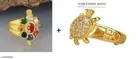 Navratan & Turtle Meru Yantra Finger Ring (Gold, Set of 2)