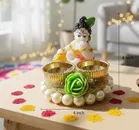 Metal Decoretive Pooja Thali, Multicolour Pack of 1