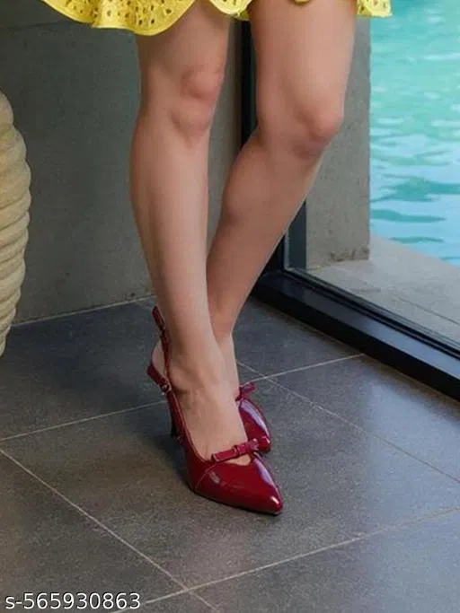 Shoetopia Patent Leather Heel Sandals Red (IND-5)