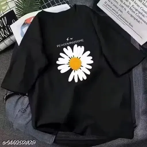 Round Neck T-shirt For Women (Black, M)