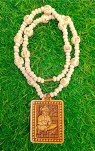 Designer Hanumanji Pendant with Wooden Beads Mala for Men & Women (Grey)