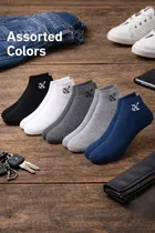 Printed Ankle Length Cotton Blend Socks for Men ,Multicolour, Set of 4